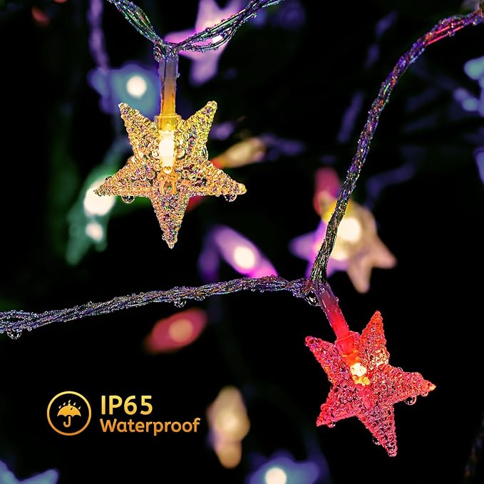 Minetom Star String Lights Battery Operated - 17 ft 50 LED Color Changing Star - Image 6