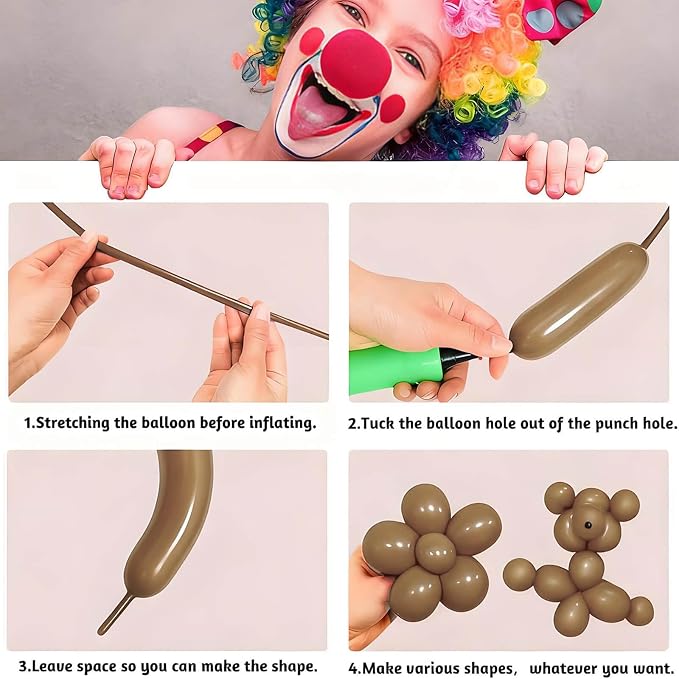 Coffee Brown Long Balloons Premium 260 Twisting Animals Magic Balloons - Image 5