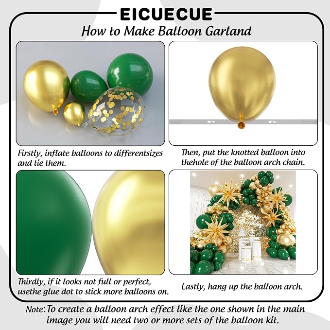 Green and Gold Balloons Garland Arch Kit - Image 3
