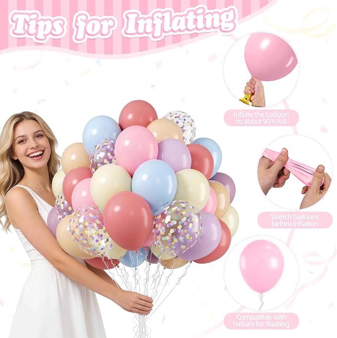 FunHot Pastel Balloons, Light Pink Yellow Blue Latex Balloon, 12 Inch - Image 3