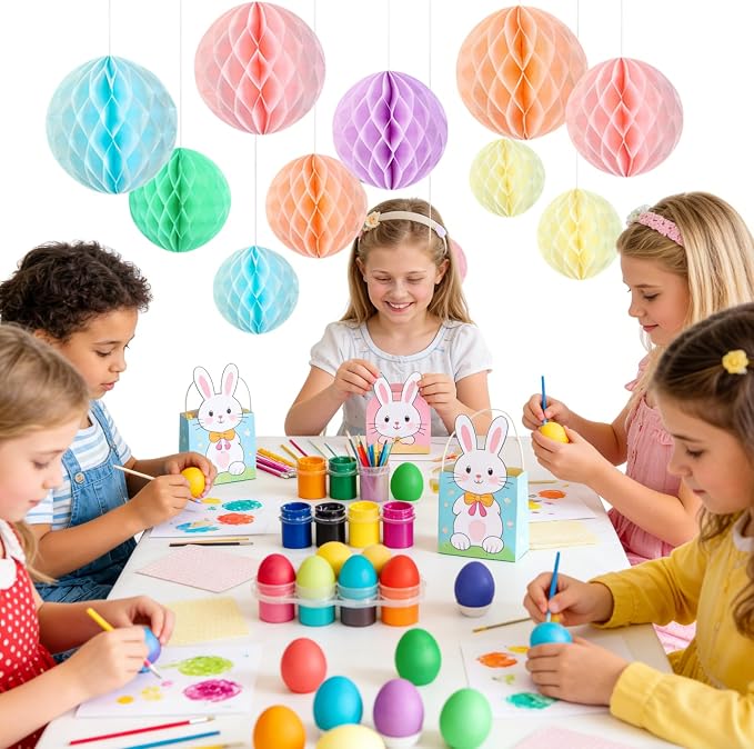 SUNBEAUTY 16Pcs Pastel Honeycomb Decorations 8'' Pastel Rainbow Hanging - Image 4