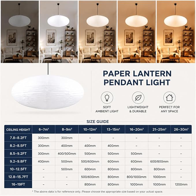 White Oval Paper Lanterns, 22in Large Hanging Paper Lantern Shade, 2 Pack | - Image 6