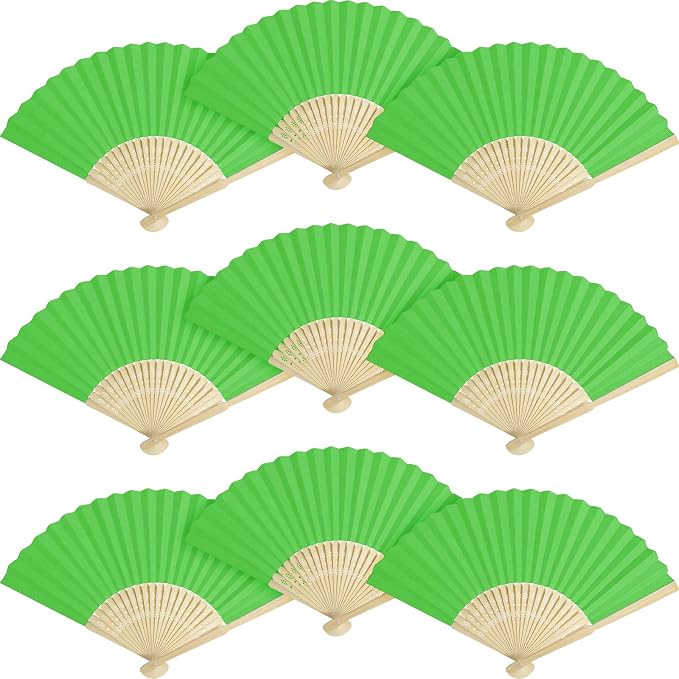 50 Pieces Paper Fans Paper Hand Fan Bamboo Folding Fan Handheld Fan Paper by Grosun