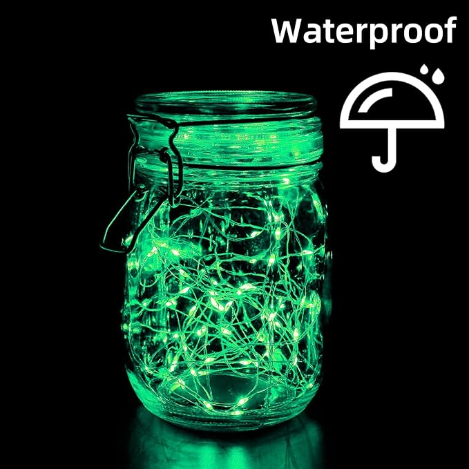 LAMPHOME 20 Pack Fairy Lights Battery Operated String Lights, 20 LED on 6.6FT Silvery Copper Wire, Firefly Fairy String Lights for Wedding Party Mason Jar Christmas Decorations Bedroom Decor(Green)