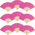 50 Pieces Paper Fans Paper Hand Fan Bamboo Folding Fan Handheld Fan Paper by Grosun