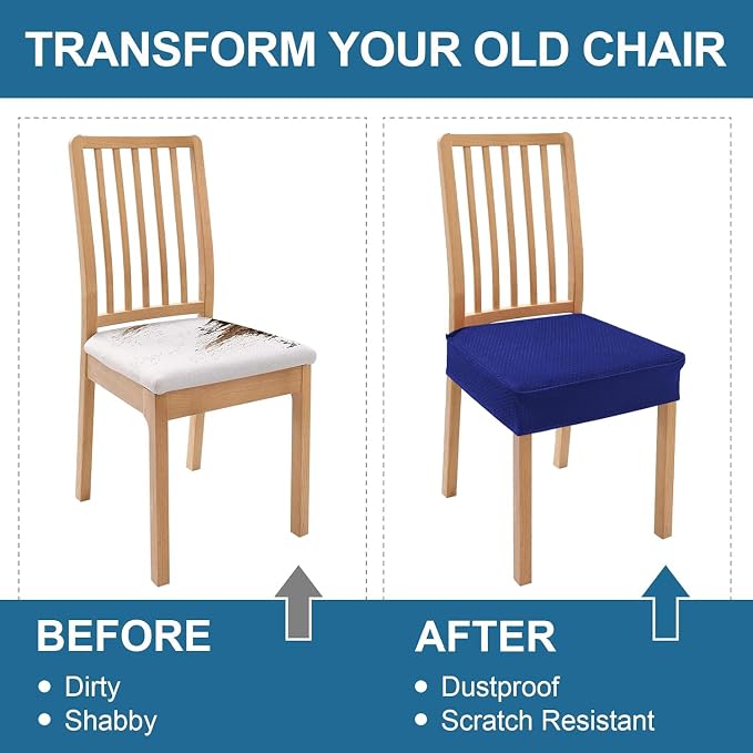 Smiry Waterproof Seat Covers for Dining Room Chairs, No Rear Covers | Stretch - Image 7