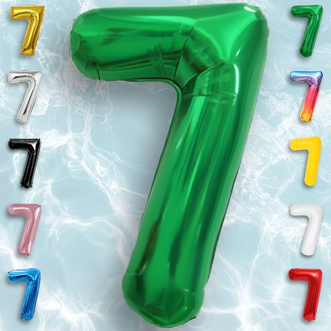 Green Number Balloon 7 Mylar Foil Balloons 16 inch - Image 3