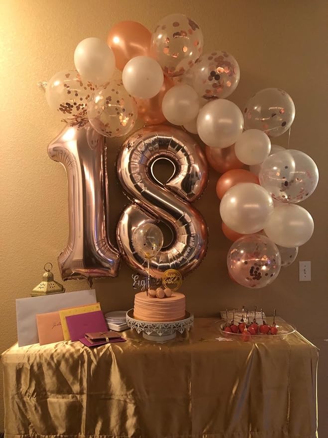 40 Inch Number 18 Balloon for 18th Year Old Birthday Decorations, Rose Gold | - Image 2