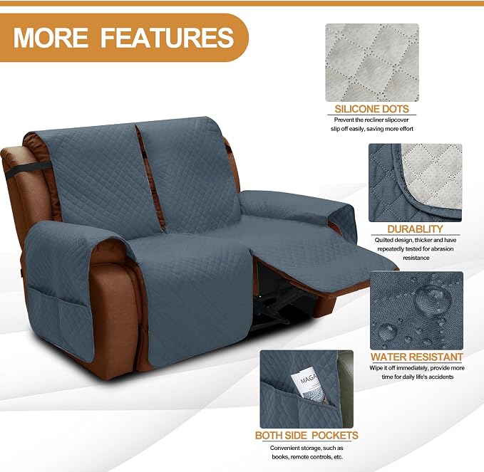 XINEAGE Water Resistant Recliner Cover, 2 Seat Loveseat Covers - Image 4