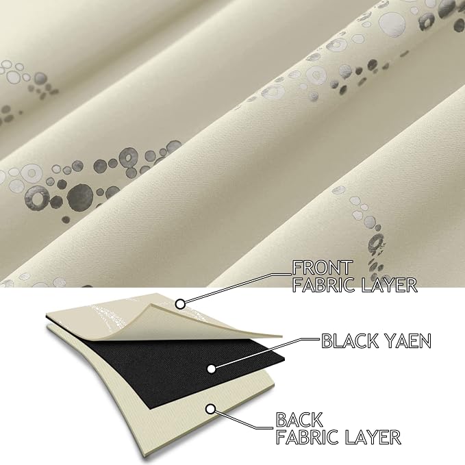 Yakamok Cream Light Blocking Curtains 84 Inches Long Silver Print Wide 62" | - Image 4