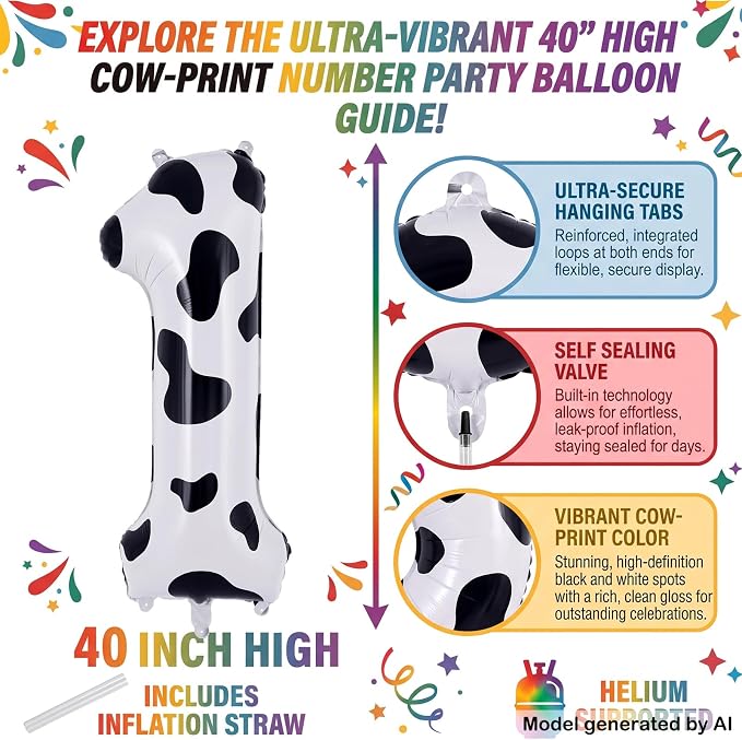 40 Inch Cow Print Number 11 Balloon - Image 2
