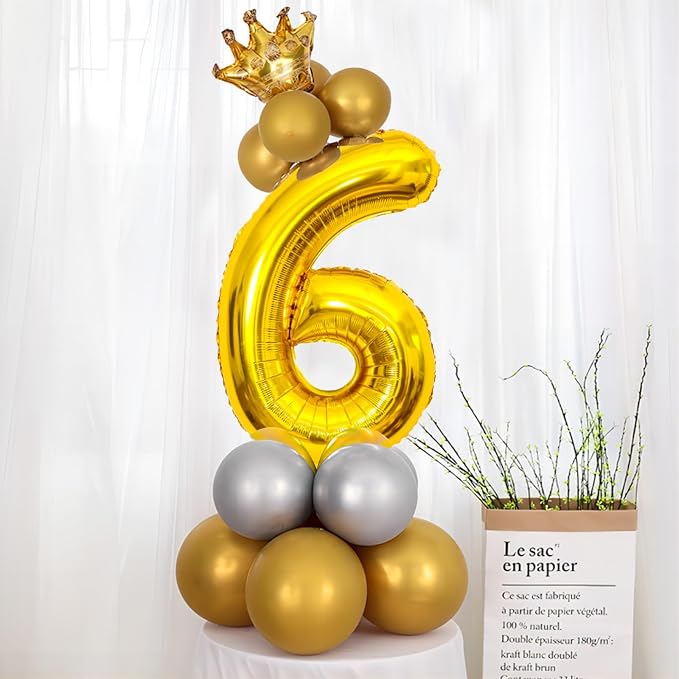 40 Inch Gold Number Balloons, Helium Mylar Foil Number Balloons - Image 5
