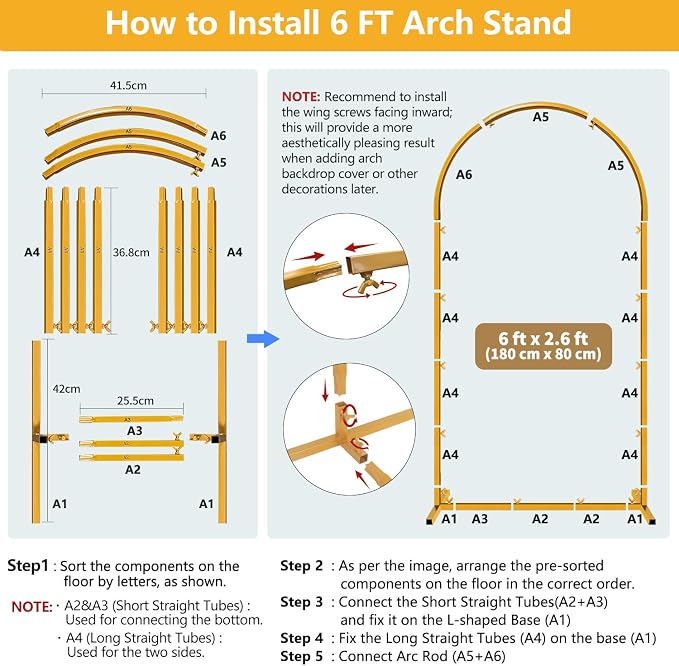 6 FT Wedding Arch Frame Backdrop Stand - Image 6