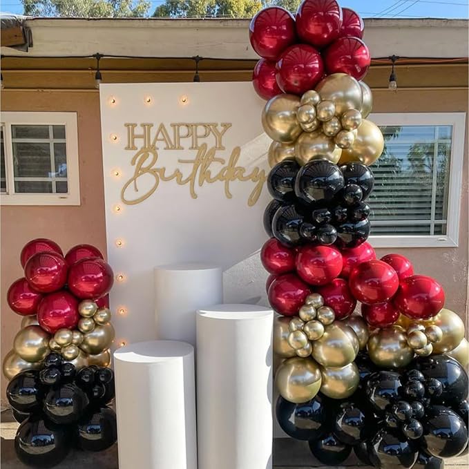 Black Burgundy Gold Balloon - Image 5