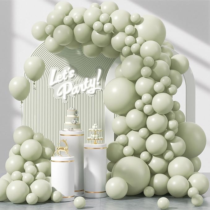 Awenztech 122pcs Sage Green Latex Balloons in 18 12 10 5 inches | Wedding by Awenztech