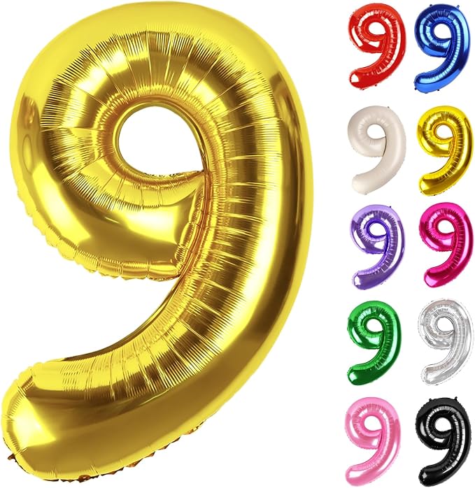 Gold Number 9 Balloon 40 Inch by IWERP