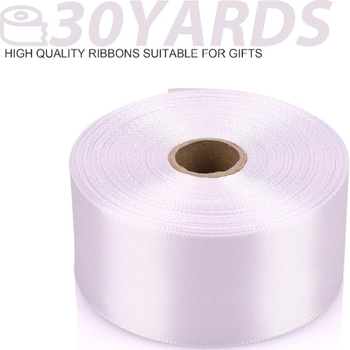 1-1/2 Inch 30 Yards White Solid Satin Ribbon - Image 2