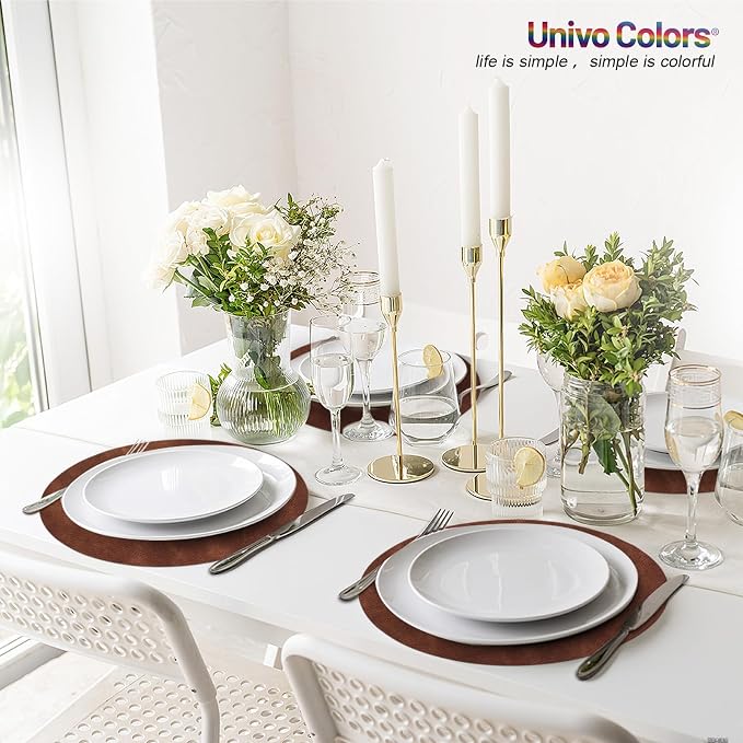 UnivoColors Placemats Round Faux Leather Placemats Set of 8-Waterproof-Wipe - Image 9