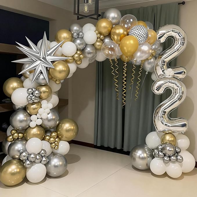 60pcs Gold and Silver Balloons, Metallic Pearl Silver Gold Balloons Clear - Image 7