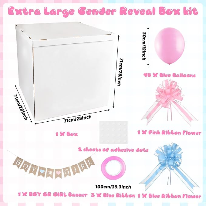 28in Giant Gender Reveal Gift Box - Image 2