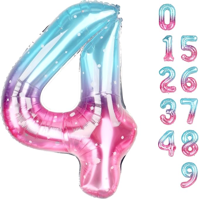 Number 4 Balloon 40 Inch for 4 14 Birthday Decorations, by Mluchee