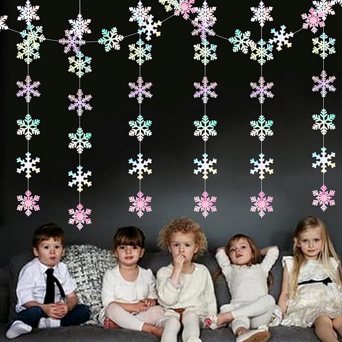 Iridescent-Holographic Snowflake-Snow Christmas Party-Decorations Garland - Image 7