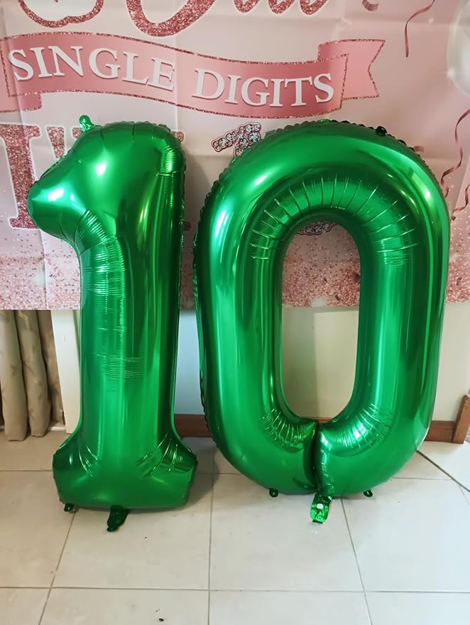Number 10 Balloon 40Inch for 10 Year Old Birthday Decorations, Dark Green | - Image 2
