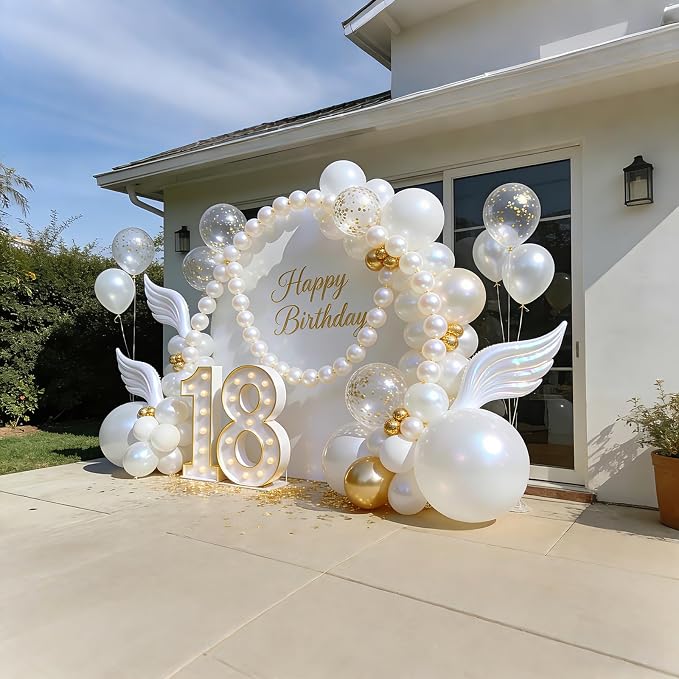 Pearl White Linking Balloons, Tails Balloon - Image 6