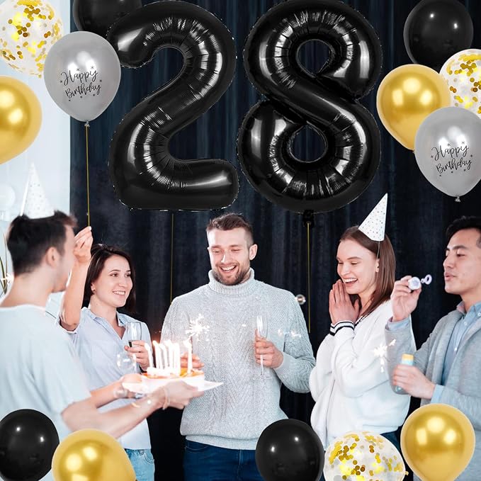 28th Birthday Decorations for Men Women, 40 inch 28 Balloon Numbers - Image 5