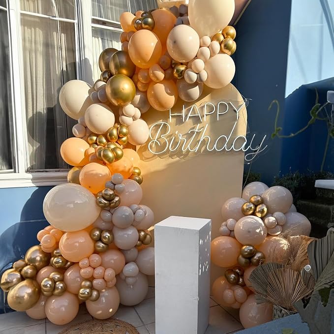 Gold Beige Balloons, Cream Metallic Gold Confetti Balloon - Image 3