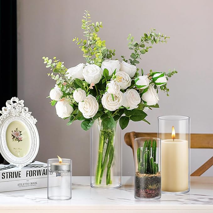 48 Pack Glass Cylinder Vases 4, 10 Inch Tall Clear Flower Vase Hurricane - Image 7