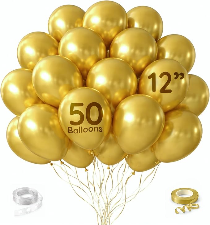 ZENO Gold Balloons 50pcs 12 Inch Helium Grade Latex Balloons by Unknown