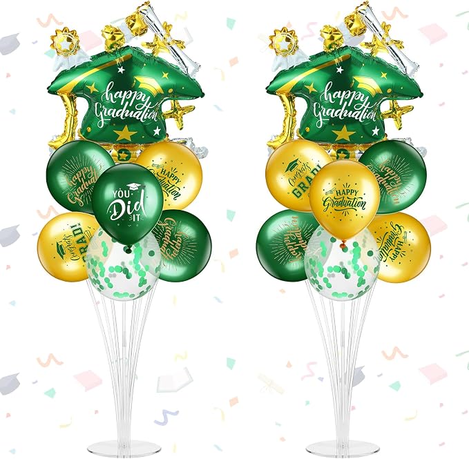 Jenaai Green and Gold 27 Pcs 2026 Graduation Balloon Centerpiece by Jenaai