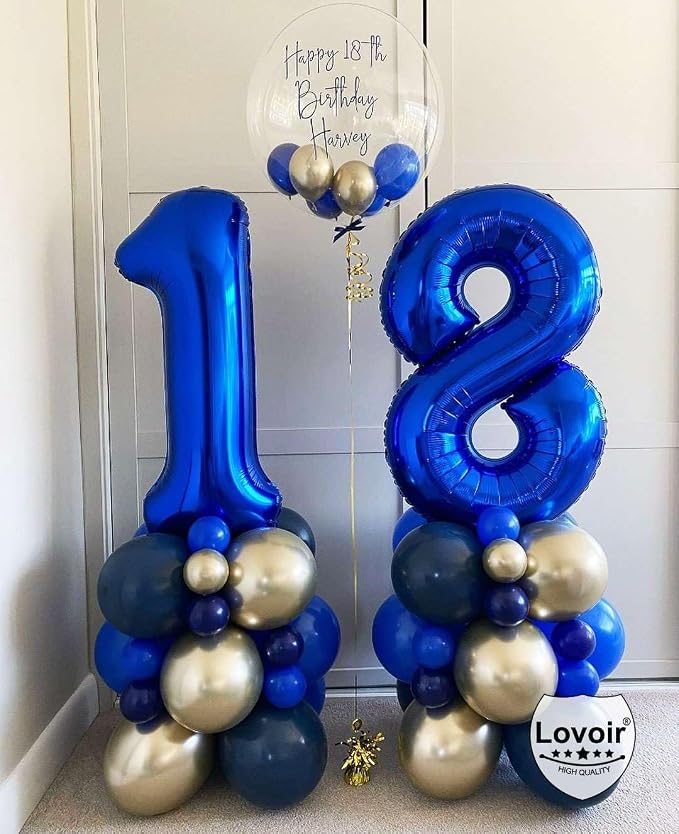 Navy Blue 17 Number Balloons, 40 Inch Giant Number 17 Balloons Foil Mylar - Image 5