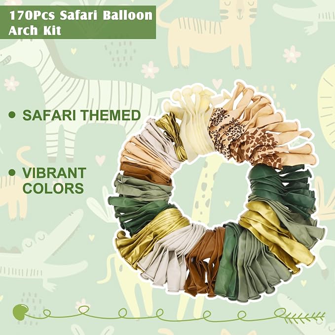 170Pcs Jungle Safari Balloons Arch Garland Kit - Image 3