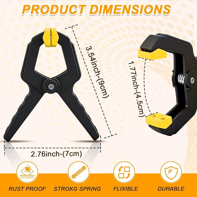 10 Pack Spring Clamps, Heavy Duty Plastic Woodworking Clamps & Multi-Use - Image 2