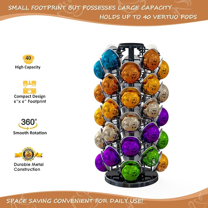 Nespresso Pods Holder Tower Stand, Vertuo Pod Holder 40 Pods Capacity, - Image 2