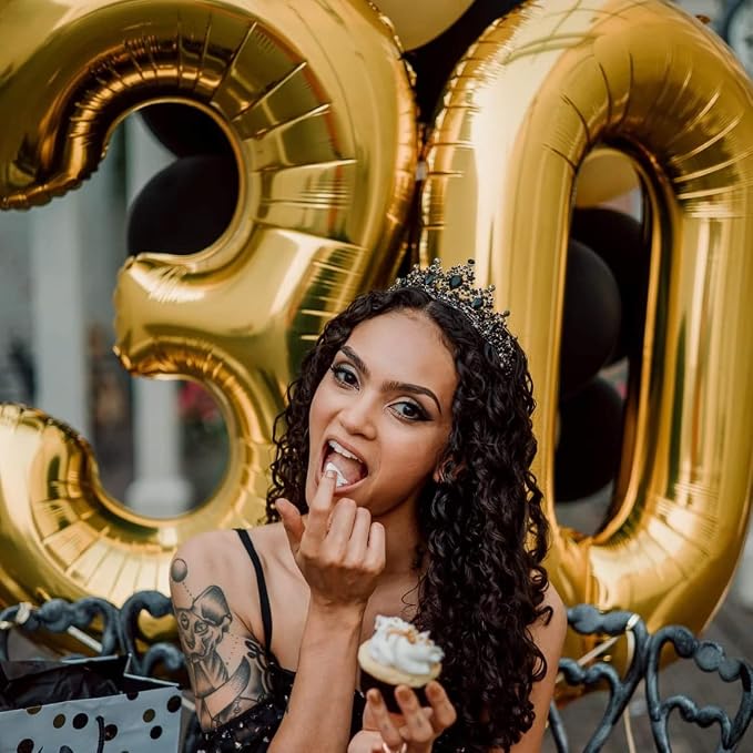 Gold Number 30 Balloons, 40 Inch Gold Mylar Foil Number 3 & 0 Balloons - Image 3