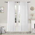White Semi Sheer Linen Curtains 80 Inch Length 2 Panel Set Thermal Insulated by Nanspring