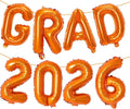Orange GRAD 2026 Banner Balloons, 16 Inch Mylar Foil letter Graduation Balloons by KALOR