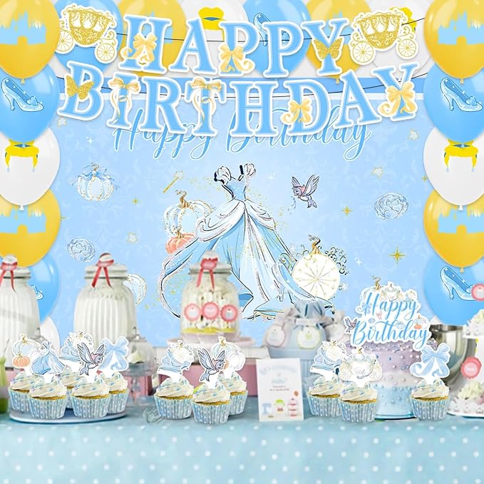 42Pack Cinderellas Party decoration pack include Banner, Honeycomb Centerpieces - Image 5