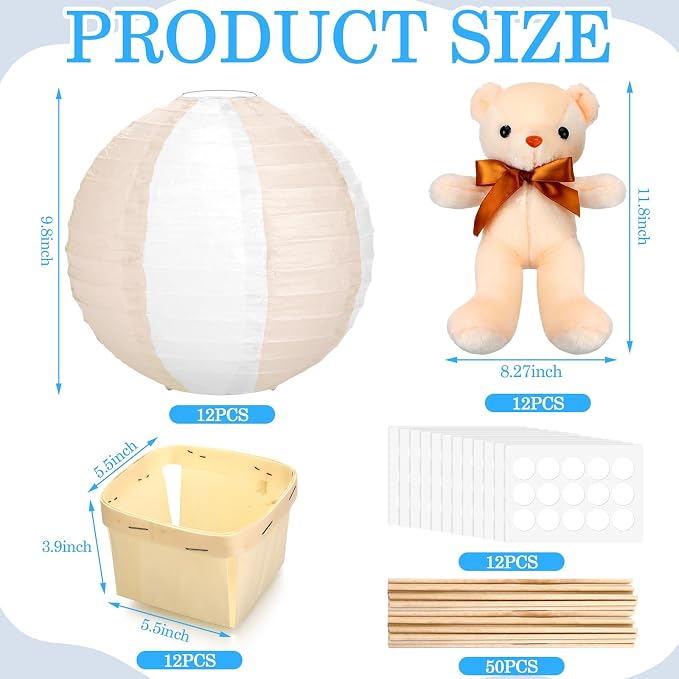 12 Sets Baby Shower Hot Air Balloon Table Centerpieces DIY Paper Lanterns - Image 2