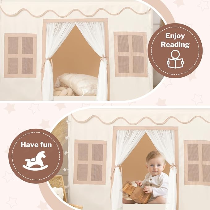 Kids Play Tent Indoor: with Mat, Tassel Garland - Image 6