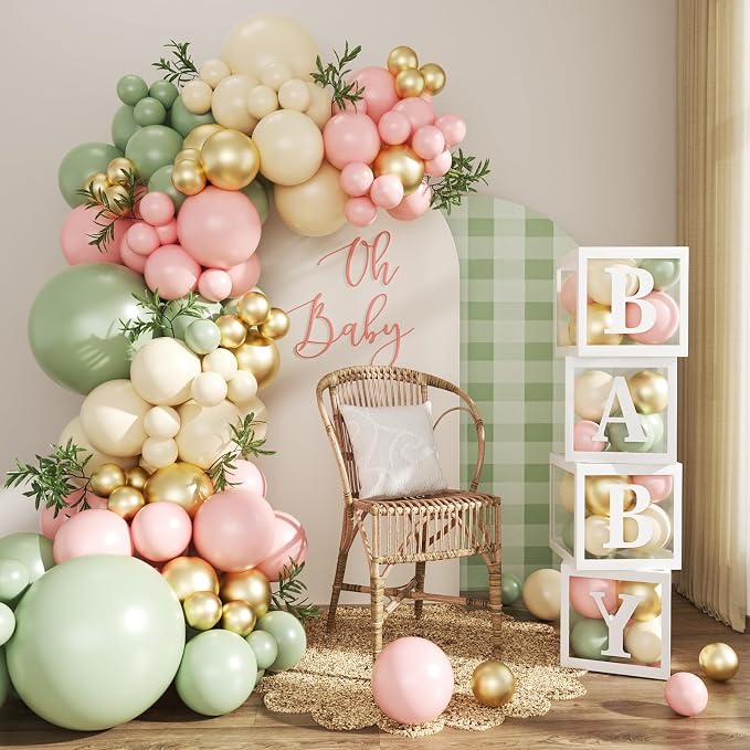 CROSSFINGERS Pink and Green Baby Shower Decorations by CROSSFINGERS