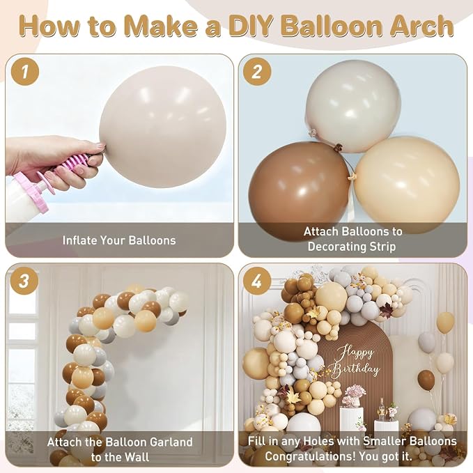 Boho Brown and White Balloon Garland Arch Kit - Image 3