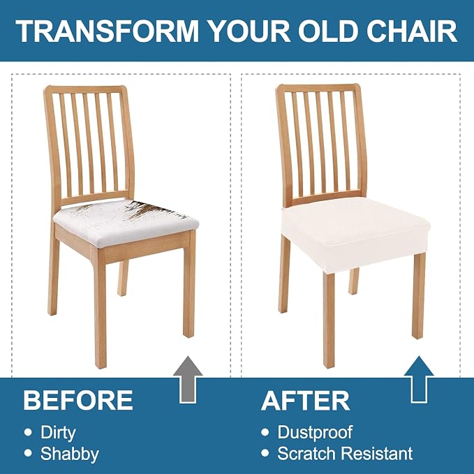 Smiry Waterproof Seat Covers for Dining Room Chairs, No Rear Covers | Stretch - Image 7
