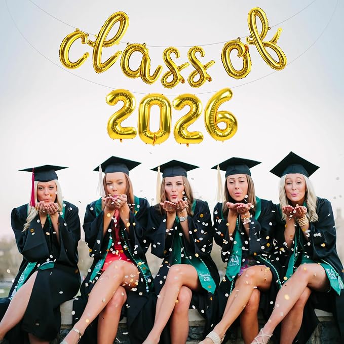TONIFUL Gold Cursive Class of 2026 Graduation Balloon Banners 2026 commencement - Image 5