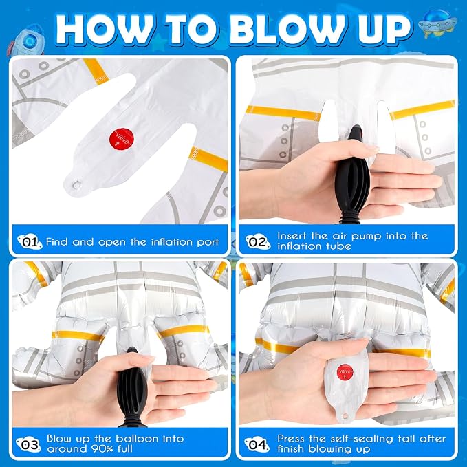 6 Pcs Space Balloons, Astronaut UFO Rocket Foil Balloons - Image 6