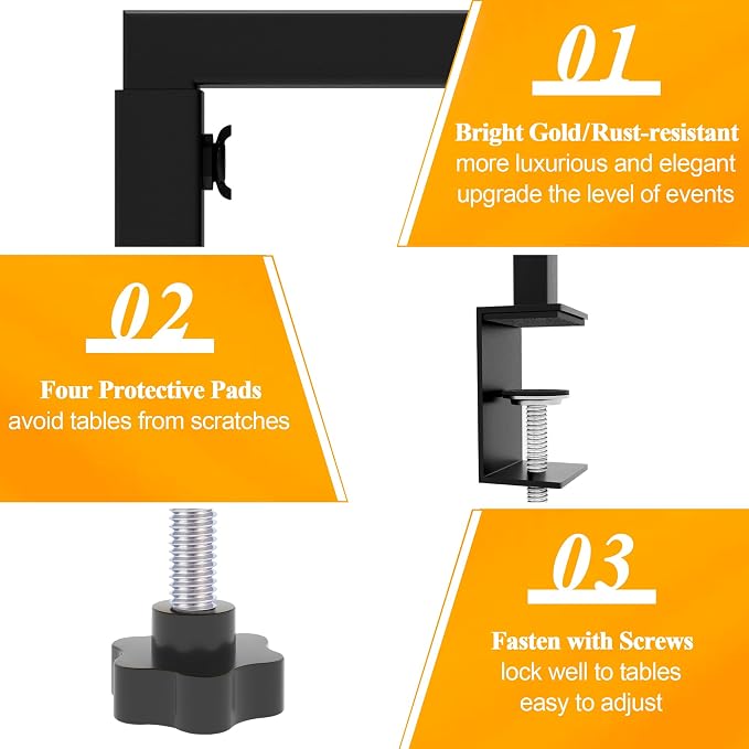 Over Table Rod Stand with Clamp 2 Pack Black Table Arch Banner Stand | - Image 4