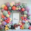 Dusty Green Purple Pink Balloons Arch Kit, Double Stuffed Pastel Balloon Garland by Bloces